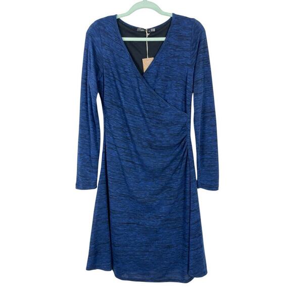 Prana Nadia Faux Wrap Dress Cobalt Blue Medium NWT Casual Spring Summer Travel - Picture 1 of 12